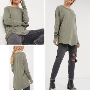 Free people Olive Green Arden Tee